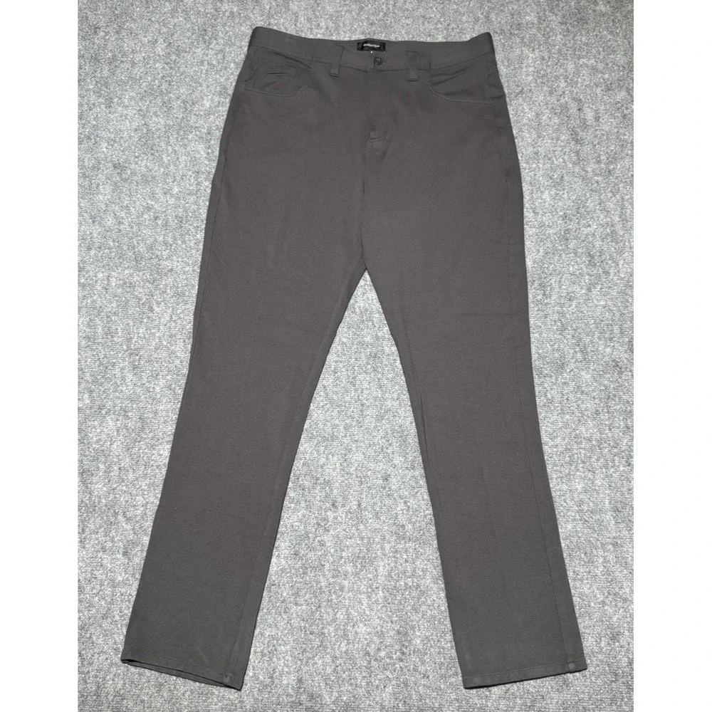 Bugatchi Pants‎ Mens 36X32 Gray Rayon Nylon Stretch Chino Slacks 5 Pocket